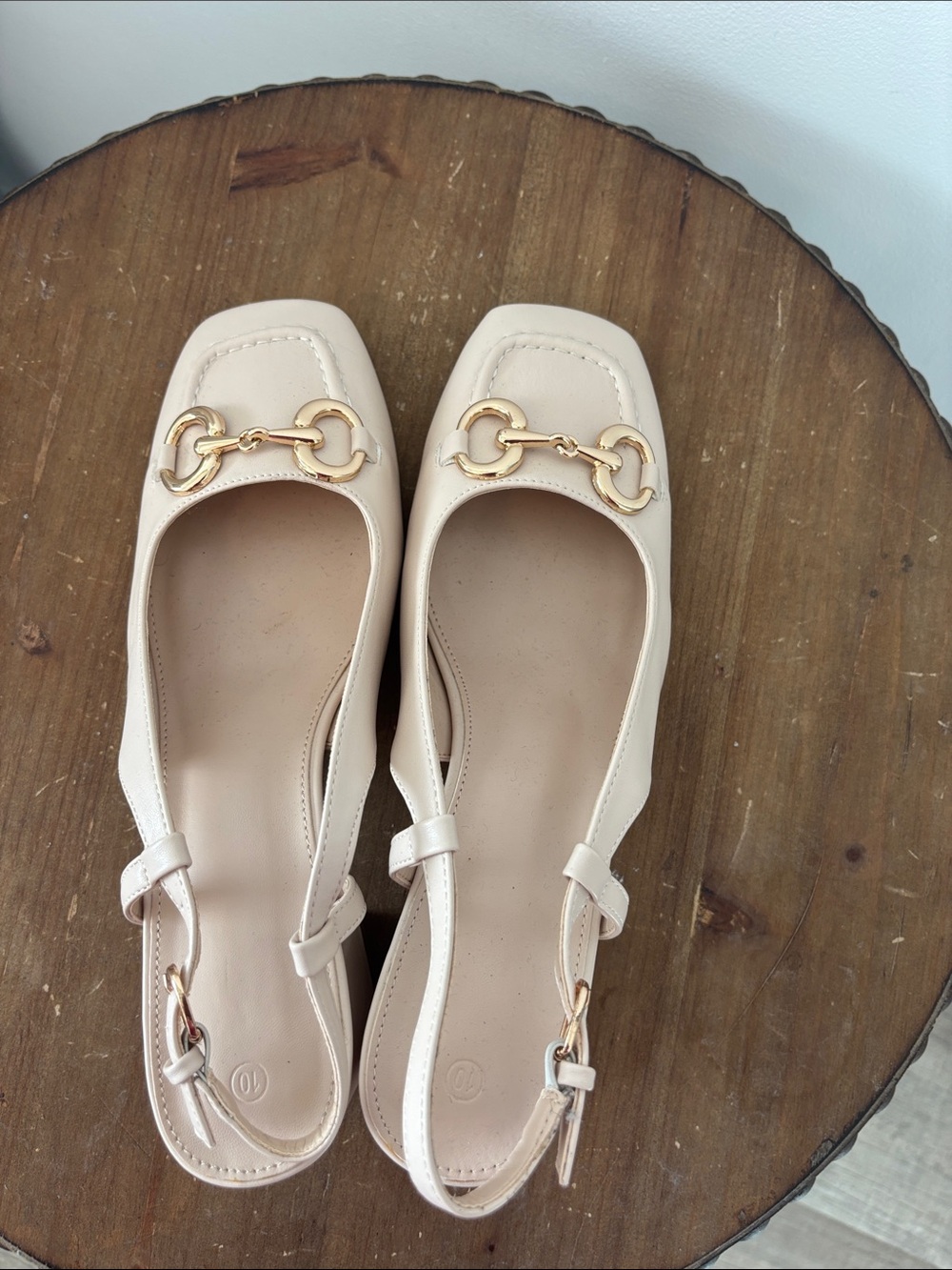 Amazon Cream Slingback Loafers with Gold Horsebit